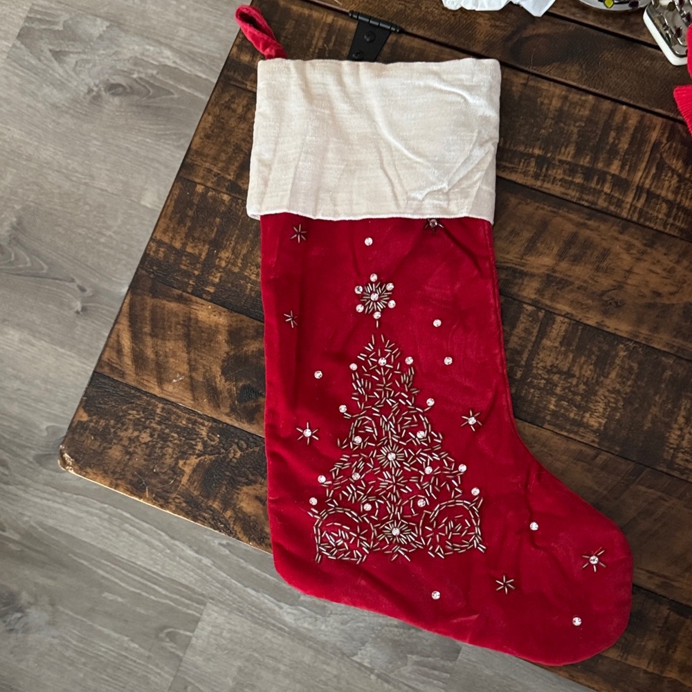 Pier One Velvet Bead Tree Stocking